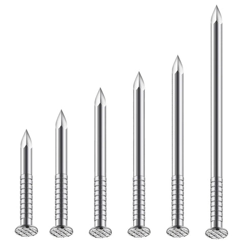 4 Inch 304 Stainless Steel Nails Pack Of 19 For Hanging Nails And Wall Dowels And Long Nails Rust Resistant Indoor Outdoor Use High Gloss Finish Tough As Nails DIY Woodworking Kit For Home Projects in varying sizes