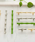 Dope Bamboo Shape Zinc Alloy Cabinet Knob Set 6 Pack Single Hole Golden Finish Built Tough For Dresser Drawer Cupboard Door Pulls With Smooth Edges Easy Install Classic Hardware Upgrade, bamboo shape knobs in gold, silver and green