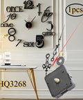 Easy Fit Quartz Clock Movement DIY Repair Kit for Wall Clocks with black ultra slim mechanism shown with stylish wall clock.