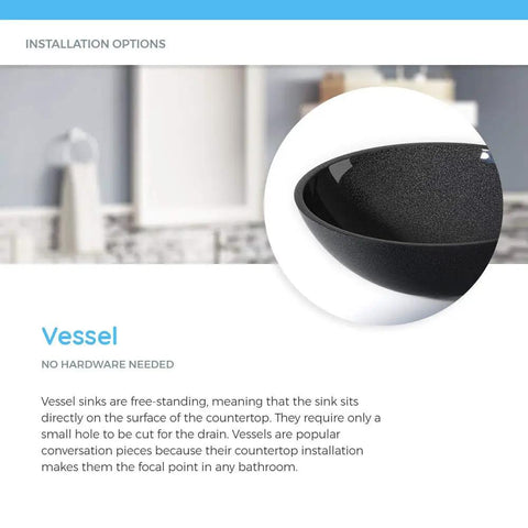 White Granite Vessel Sink 850W Dope Contemporary Round Basin Hand Polished Stone shown in countertop installation