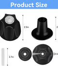 Matte Black 3-Piece Shower Knob Replacement Kit for Verve Tub Shower Handles showcasing dimensions of components.