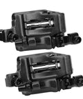 Heavy Duty Hydraulic Disc Brake Front And Rear Set Mountain Road Bike Aluminum Alloy Build Two Way Piston, black calipers view.
