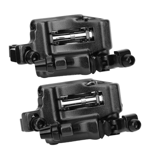 Heavy Duty Hydraulic Disc Brake Front And Rear Set Mountain Road Bike Aluminum Alloy Build Two Way Piston, black calipers view.