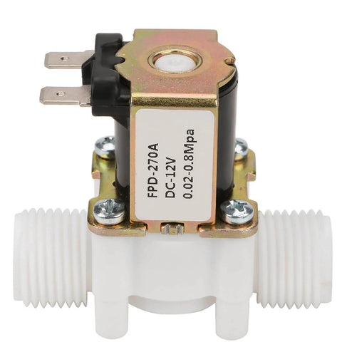 Workhorse Solenoid Water Valve 12V And 24V DC, Plastic Body, Normally Closed Magnetic Control, G1/2 Port Front View