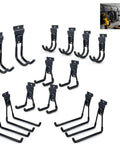 Heavy Duty Slatwall Hook Set 14 Pack For Garage Organization And Tool Storage, showing various U and J hooks in durable steel.
