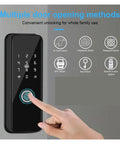 Top Shelf Smart Deadbolt Lock With Fingerprint And Phone App Control IC Card Keyless Entry Zero Hassle Setup showing multiple entry methods.