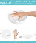 11 Inch Vessel Sink Bowl For Small Bathrooms, Above-Counter Round White Ceramic Lavatory Wash Basin with hand size comparison