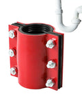 Heavy Duty Pipe Repair Clamp for Steel and Plastic Pipes, Waterproof Seal, Rustproof Steel Body, Easy to Install, bolt details visible