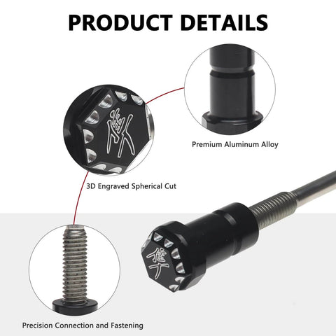 Front Mount Hayabusa Seat Screws and Bolts 2 Pack Black Screw Caps for Suzuki GSX1300R Hayabusa 2008 2024, close-up alloy screws