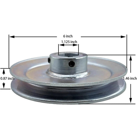 One And One Eighth Inch Bore 6 Inch Outer Diameter Single Groove V Belt Pulley For A B 5L 4L AX BX Belts Rugged Carbon Steel Motor Pulley With Zinc Plating Built Tough 1020 Steel Drive