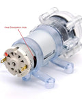 Compact Self Priming Diaphragm Pump 6V to 12V Micro Water Pump For Home Office Diy Projects Quiet Under 6W With 1.5 to 1.8 Liters Per Minute Flow 5 M Head 1.5 M Suction Silicone Case Shockproof And Durable with heat dissipation hole visible