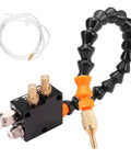 Heavy Duty Acid Resistant Coolant Sprayer With Adjustable Nozzle And Slick Mist Setup For Drill Presses and Workshop Lubrication, including tubing.