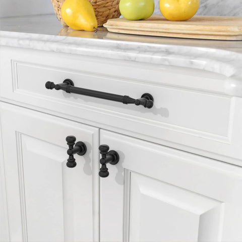 Installed 10 Pack Matte Black Cabinet Pulls 5 Inch 128mm Center to Center Drawer Handles on kitchen cabinet