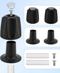 Matte Black Shower Knobs Replacement Kit 2 Pack With Bases Connectors Screws For Bathtub Faucet Handle Remodel Includes 2 Knobs Bases And Hardware Compatible With Pfister Verve; showing black knobs, bases, connectors, screws
