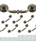 Old-School Brass Drop Bail Cabinet Pulls Set Of 8, 3.5 Inch Center Hole, Zinc Alloy Drawer Handles with M4 Screws included
