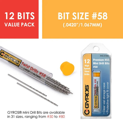 12 Piece Micro Drill Bit Set Size 58 For Jewelry Plastic Resin And Soft Metal High Speed Steel HSS Tiny Twist Drill Bits packaging.