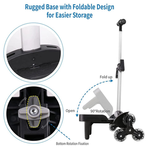 Foldable Aluminum Alloy Wheeled Trolley With Edge Guard And Six Wheels Rolling Luggage Cart foldable design and base features