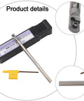 Solid Carbide CNC Tool Holder With 100mm Length And 7mm Shank, AntiVibration Boring Bar, inserts and packaging details.