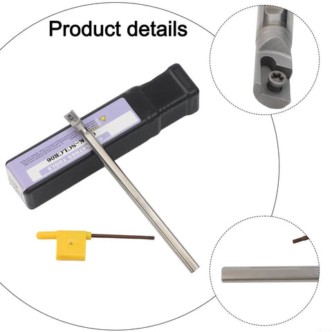 Solid Carbide CNC Tool Holder With 100mm Length And 7mm Shank, AntiVibration Boring Bar, inserts and packaging details.