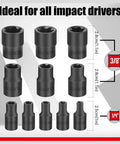 11-Piece E-Torx Socket Set With Rail And Organizer External Sockets E4 To E20 Drop-Forged Chrome Vanadium Steel Black Finish