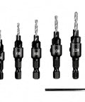 6 Piece Screw Extractor Set for Reversing Damaged Screws and Bolts Works with Any Drill 3 to 12mm Range shown with bits