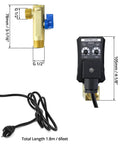 Automatic Timed Condensate Drain Valve Two Pack One Half Inch AC 110V components with dimensions and US plug