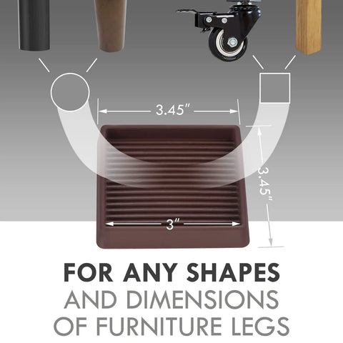 3 Inch Brown Rubber Caster Cups That Grip Like Crazy For Beds Couches Desks And Tables Non Slip Furniture Pads Anti Skid Feet Floor Protectors 4 Pack Bundle