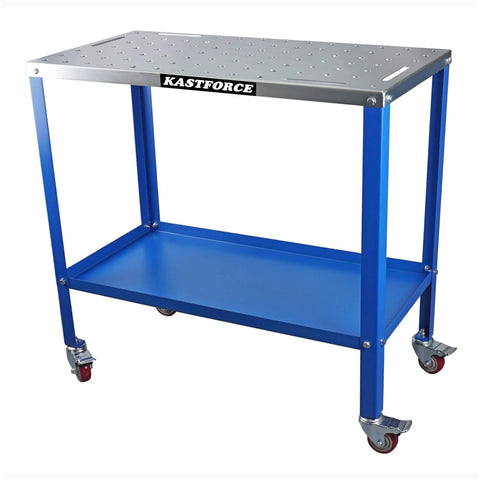 Rust Free Welding Table 36 By 18 Inches Beefed Up Universal Work Cart With Five Eighth Inch Hole Pattern Thirteen Gauge Top