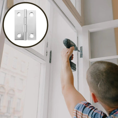 30 Pieces Stainless Steel 2 Inch Cabinet Door Hinges Set For Furniture And Cabinets Durable Rust Resistant Silver Metal Home Hardware With Screws For Easy DIY Installation And Long Lasting Performance in use during installation