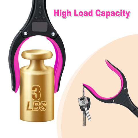 Grabber Reacher Tool, 32-inch foldable reacher with purple grip and magnetic, 360° rotating anti-slip jaw.