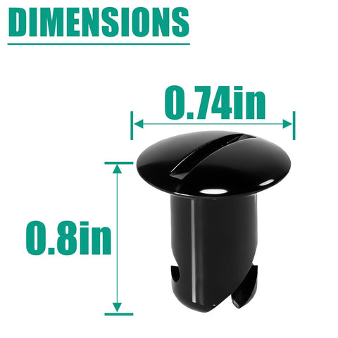 Heavy Duty Stainless Steel Quarter Dzus Fasteners With Button Oval Head And 7/16 Inch Stem, Black Quick Release Latch Hardware dimensions 0.74in by 0.8in