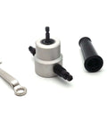 Beefy Multipurpose Double Head Sheet Metal Nibbler And Hole Saw Drill Cutter for power drills with wrench and handle attachment.