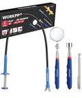 Four Piece Telescoping Magnetic Pick Up Tool Kit With Flexible Grabber A Real Workhorse For Reaching Under Cars Two Magnetic Pick Up Tools 2 Lb And 16 Lb And Four Claw Grabbers Plus Telescoping Inspection Mirror For Auto Repair And Car Maintenance