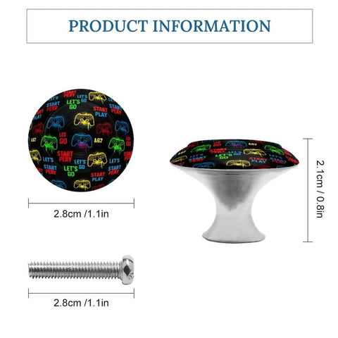 Video Game Weapon Themed Badass Cabinet Knobs And Drawer Pulls Set, 1.1 inch stainless steel handle and screw, gun pattern top view.
