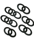Black 1/2x28 Barrel Shim Kit For 223 5.56 Caliber, 14 Pack, Stainless Steel Shims visible in various sizes