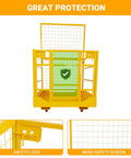 Amazon forklift safety cage on wheels, 43x45 in, steel frame with mesh safety screen and safety lock