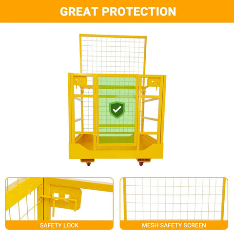 Killer Heavy Duty Forklift Safety Cage With 1400 lbs Capacity And Kickass Steel Man Basket Including Secure Harness Dual Grip Platform And No Hassle Design For Roofing Painting Or Garage Jobs
