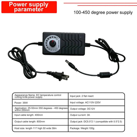 Power supply for Hot Wire Foam Cutter Pen 30W High Power Foam Cutting Tool with adjustable voltage controller and cables.