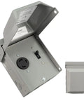 Heavy Duty NEMA L5 30R Power Outlet Box With 15 Amp Switch Weatherproof Lockable Outdoor Electrical Panel, opened view.