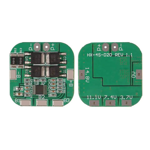 Heavy Duty 4S 20A 14.8V Lithium Ion 18650 Battery Management System Board, 35x35mm, featuring complex circuitry for reliable performance.