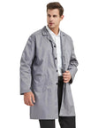 Unisex Lab Coat Scrubs Jacket For Med Pros, Long Sleeve Notch Collar, 2 Waist Pockets And 1 Chest Pocket, Button Closure, Gray, XL