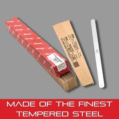 Pro Grade Tempered Steel Thickness Gauge And Feeler Stock Set With No Locking Device.001 To.030 Inch 32 Leaves packaging and components