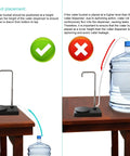 Illustration showing correct and incorrect setup for Portable Desktop Water Dispenser With Auto Pump And USB Rechargeable Water Bottle Pump.