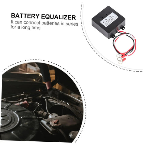 Zero Fluff 24V Heavy Duty Battery Equalizer Voltage Balancer For Nickel And Lithium Ion Packs Pro Reliable Cell Balancing Tool in use under car hood.