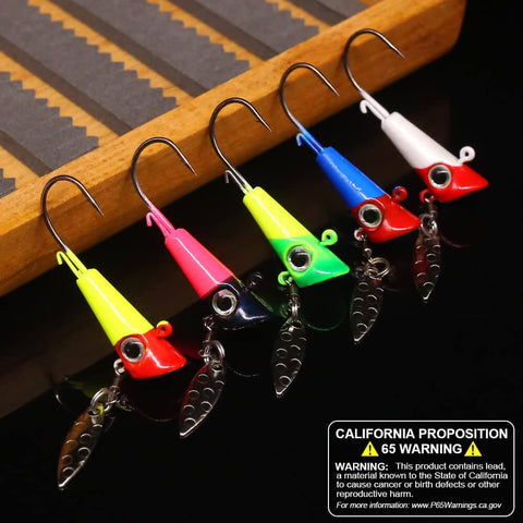 Colorful Underspin Shad Dart Jig Head With Bucktail And Spinner Lure Go To Choice Available In One Sixteenth Ounce One Eighth Ounce And One Quarter Ounce One Inch Body 25 Pack For Freshwater And Light Saltwater Angling