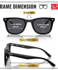Unisex Square Non Polarized Sunglasses With Gray Lenses Slick Modern Frame dimensions shown with detailed measurements