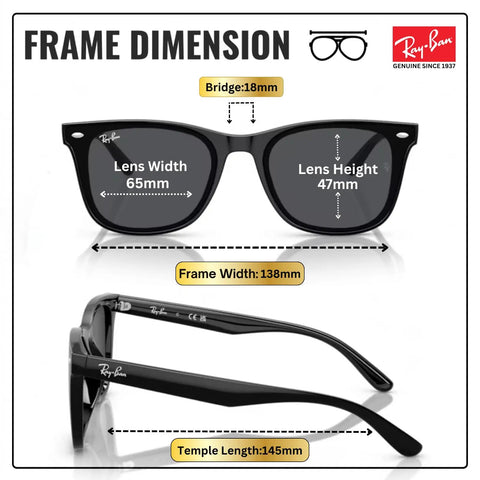 Unisex Square Non Polarized Sunglasses With Gray Lenses Slick Modern Frame dimensions shown with detailed measurements