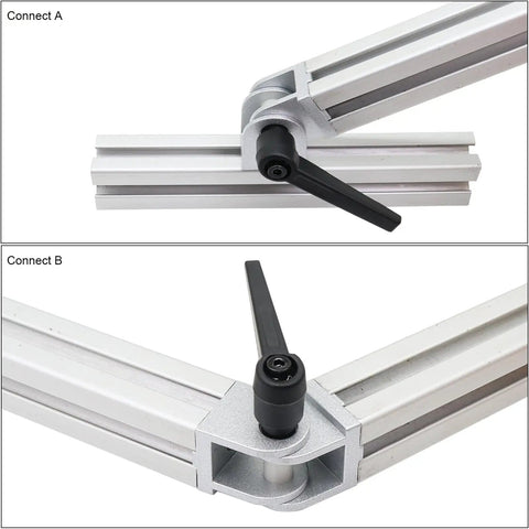 4 Pack Pro Grade Aluminum Extrusion Pivot Hinge Brackets For 1010 1020 2525 T Slot Profiles, Swivel Degree Adjustable, Includes Hardware And Handles, 1x1 Inch Connector Set, Heavy Duty DIY Build Kit. aluminum pivot hinge bracket on 1x1 inch T-slot extrusion