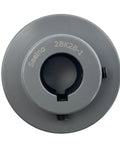 Beefy Double Groove V Belt Pulley With 1 Inch Bore And 2.95 Inch OD Cast Iron For A AX B BX 4L 5L V Belts 2 Groove Sheave With 1/4 x 1/8 Keyseat And Two Screws, top view detailing grooves and keyseat.