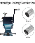 Tube And Pipe Bead Rolling Tool For Five Eighth Inch And Larger Tubing with before and after aluminum pipe beads